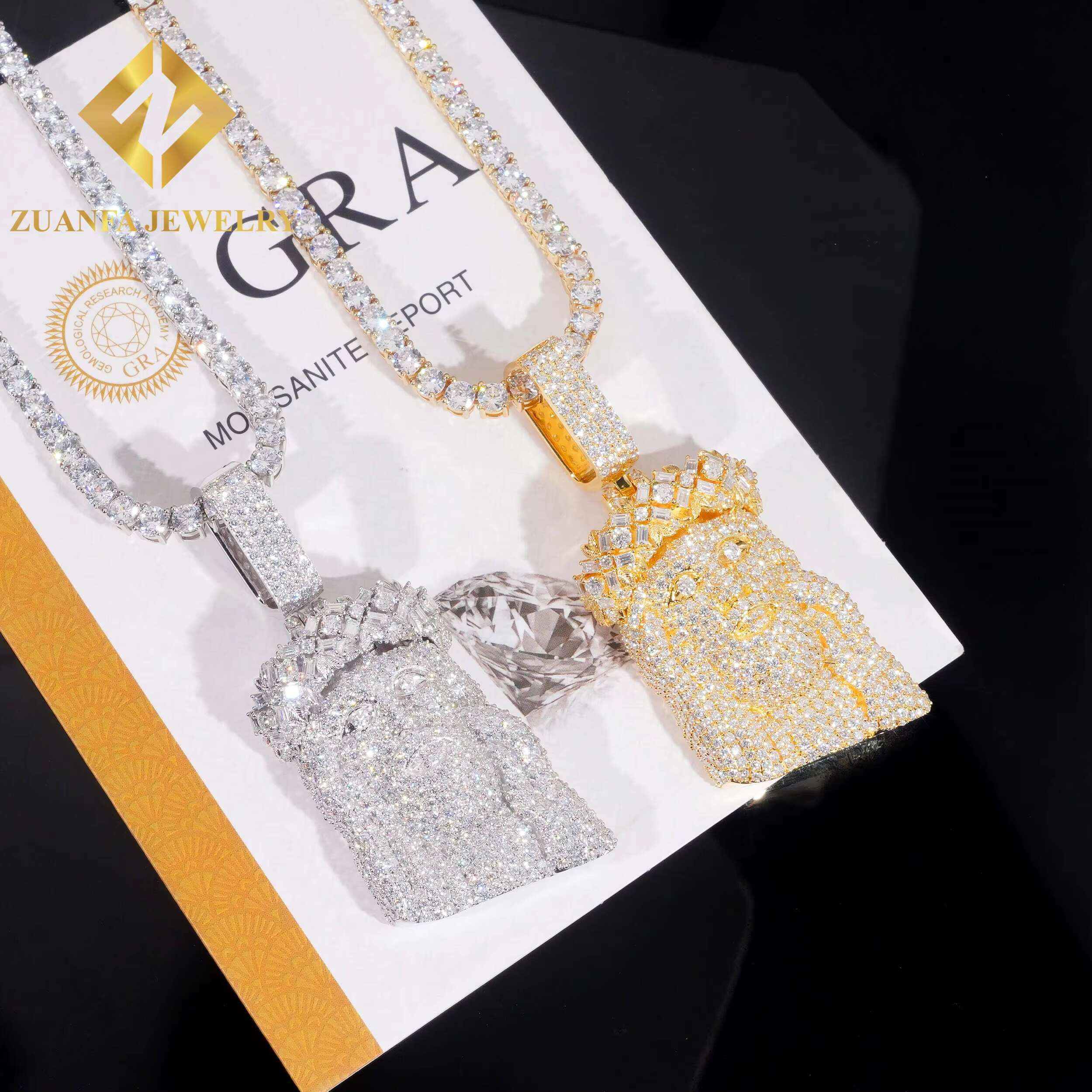 Hip Hop Jesus Jewelry 925 Silver VVS Moissanite Gold Plated Pendant Iced Out Fashion Pendant Fit Tennis Chain