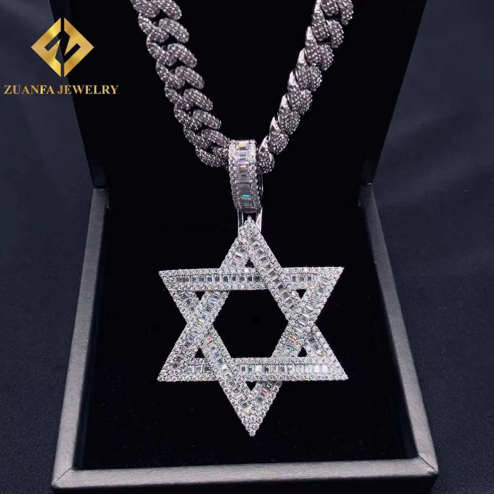 Pass Diamond Tester VVS Moissanite Diamond 925 Silver Pendant Necklace Pendant Big Star Design Hip Hop Jewelry Unisex