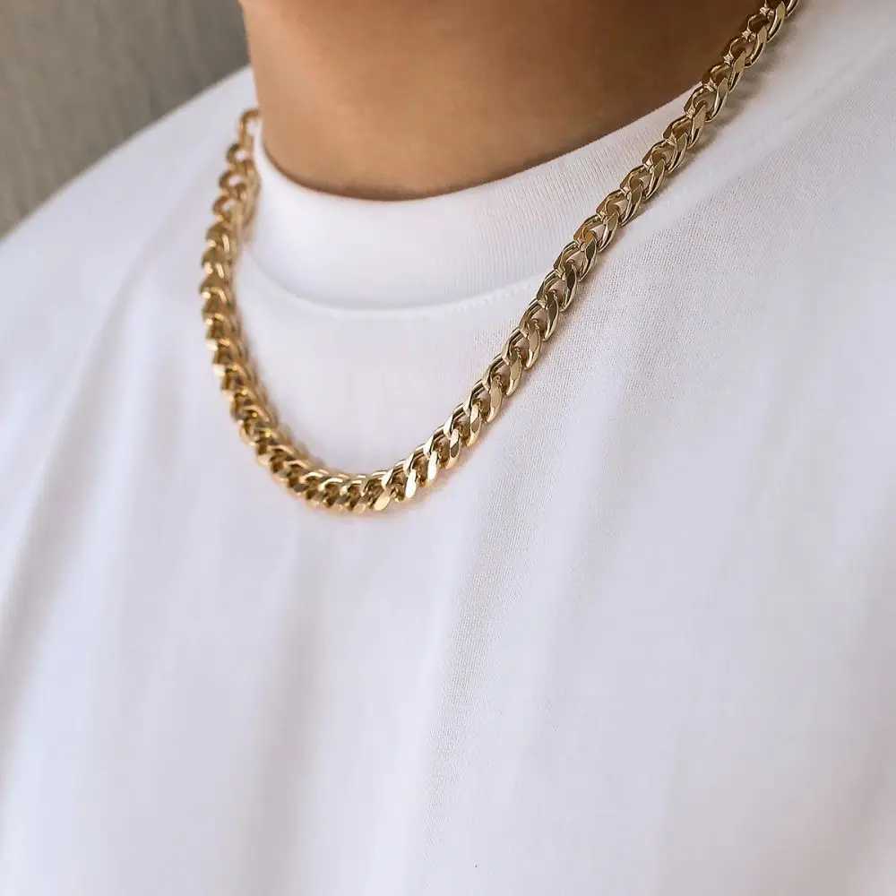 Simple stainless steel Cuban chain necklace mens gold/black metal chain necklace necklace jewelry party mens DIY gift Y250329