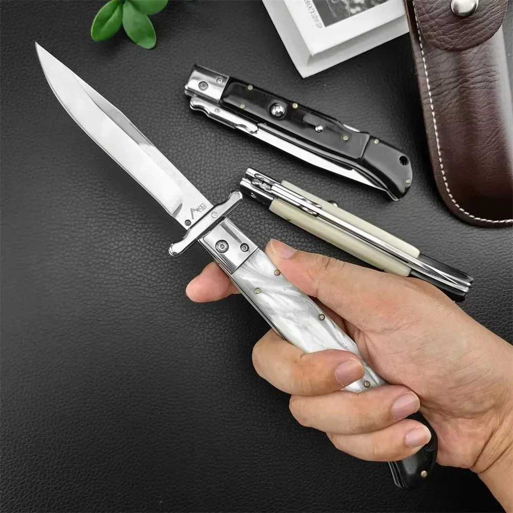 Italian Mafia Folding Pocket Knife 440C Blade Shell/Resin/Acrylic Handle Outdoor EDC Camping Hiking Survival Tool Gift Y250329
