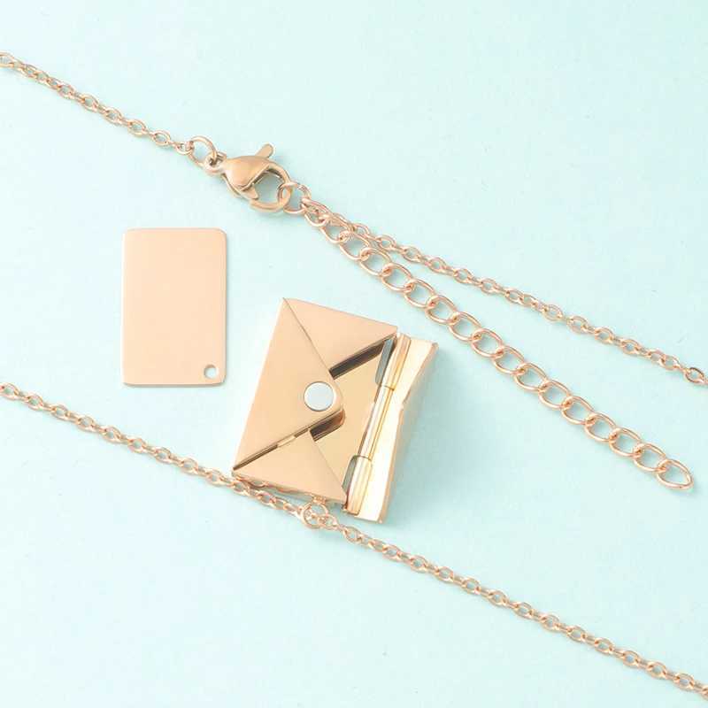 10 PCS/lot Detachable Envelope Pendant Necklaces Mirror Polish Stainless Steel Creative Love Letter DIY Necklace Y250329
