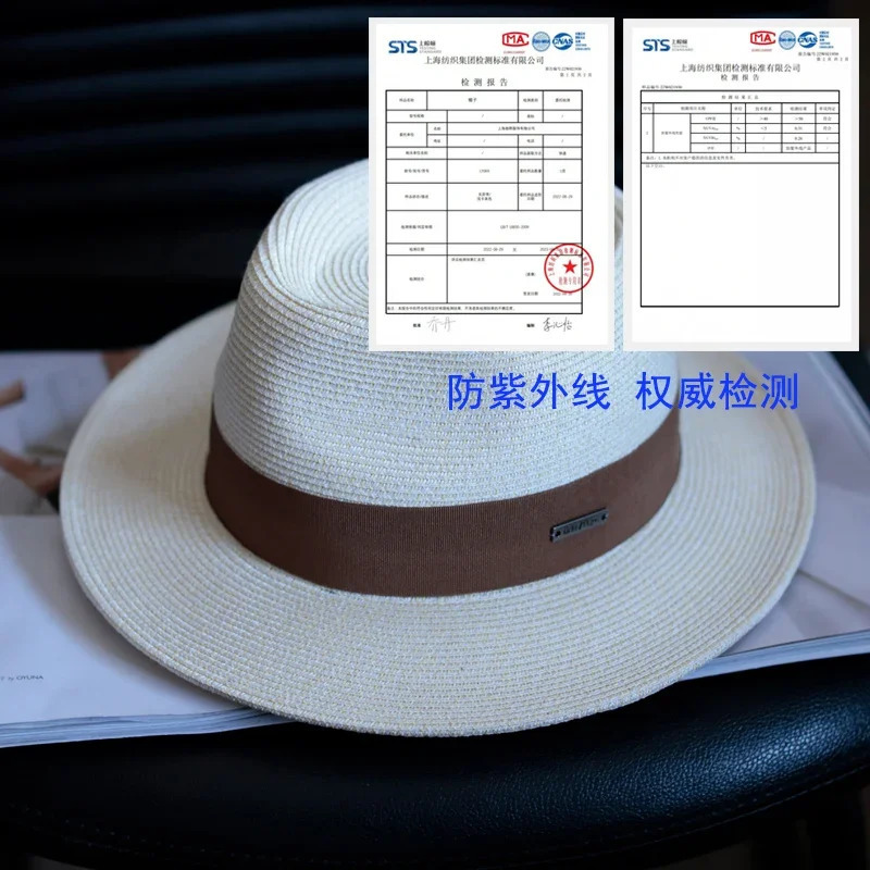 Natural Panama Soft Shaped Straw Hat Summer Women/Men Wide Brim Beach Sun Cap UV Protection Fedora Birthday Gift 250328