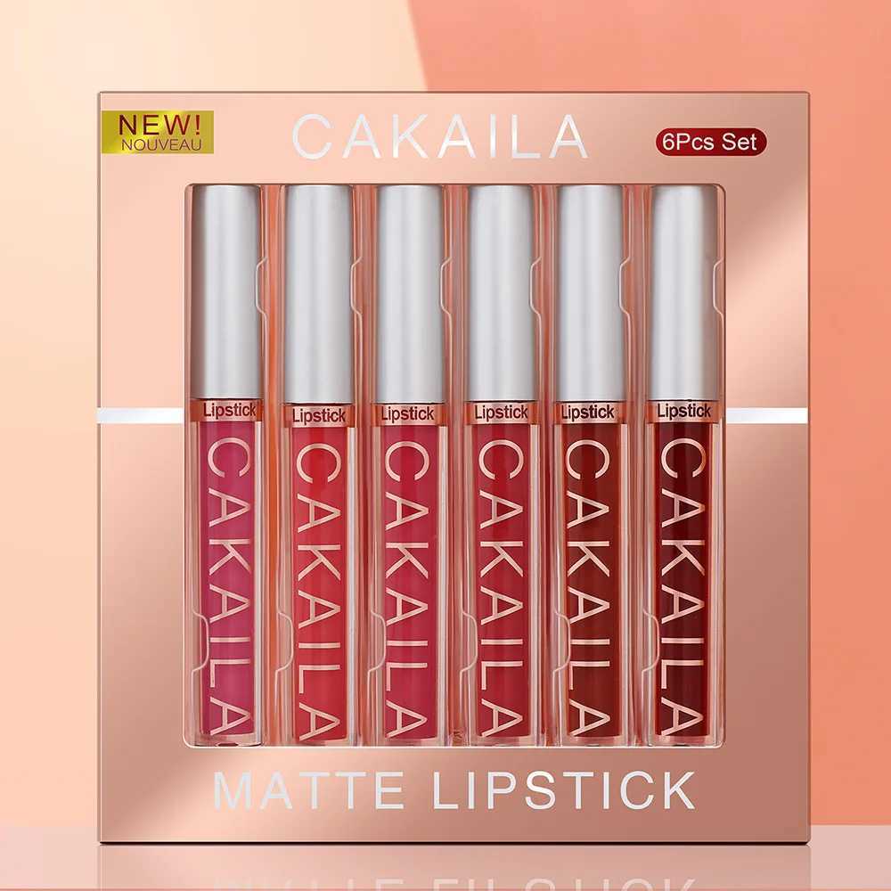 CAKAILA 6-Color Lip Gloss Lipstick Set Liquid Matte Velvet Matte Womens Makeup Long-lasting Waterproof Non-stick Cup Non-fade XJ250618