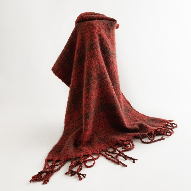 K258 2024 new scarf for women high-end autumn and winter Korean style all-match plaid thickened student couple imitation cashmere scarf