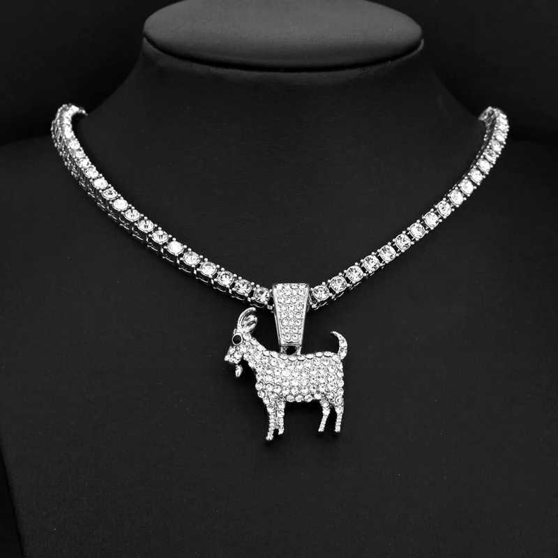 Fashion Gold Plated and Silver Plated Goat Pendant Necklace Hip Hop Tennis Chain Necklace Womens and Mens Gifts Inspiring Jewelry Y250329