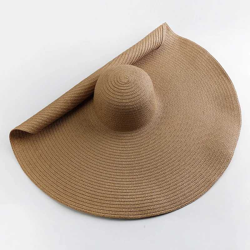 Womens ultra-fine 70cm beach hat wide Bri summer UV protection sun hat womens folding straw wedding hatXJ250329