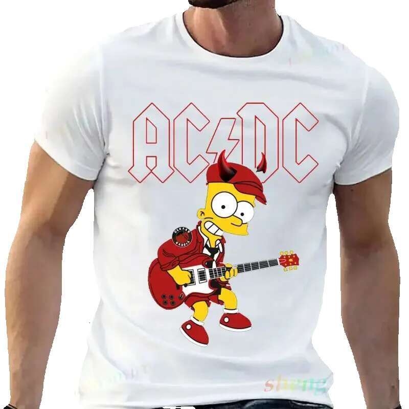 Playera Rock Band AC DC casual men's short sleeved T-shirt funny fashion music print custom unisex top