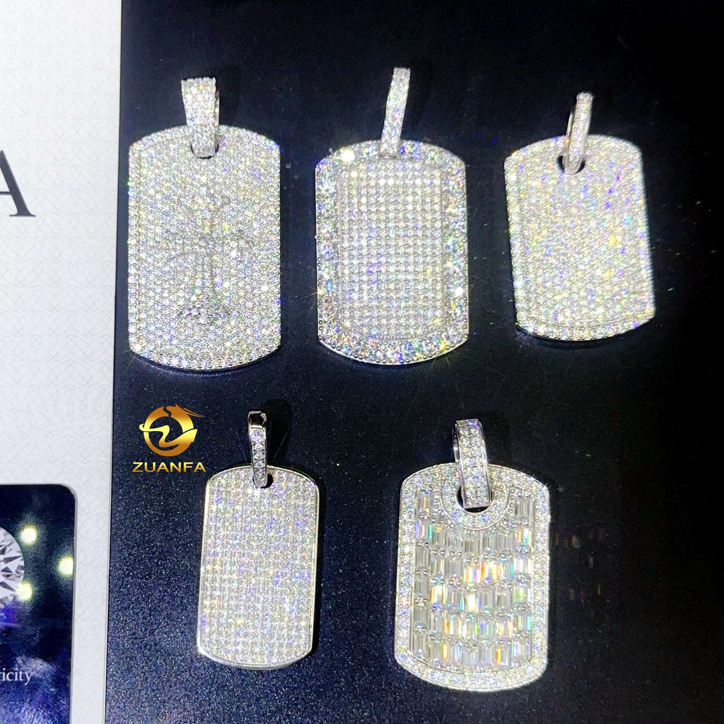 Factory Price Iced Out Pendants Vvs Moissanite Diamond Hip Hop Jewelry Various Dog Tag Pendant With Gra Certificate