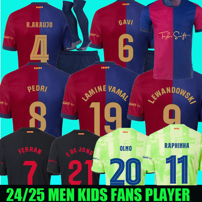 24 25 26 LAMINE YAMAL Lewandowski soccer jerseyS OLMO KESSIE GAVI Raphinha FERRAN 2024 2025 football shirt kids Kounde men kids kit fans player
