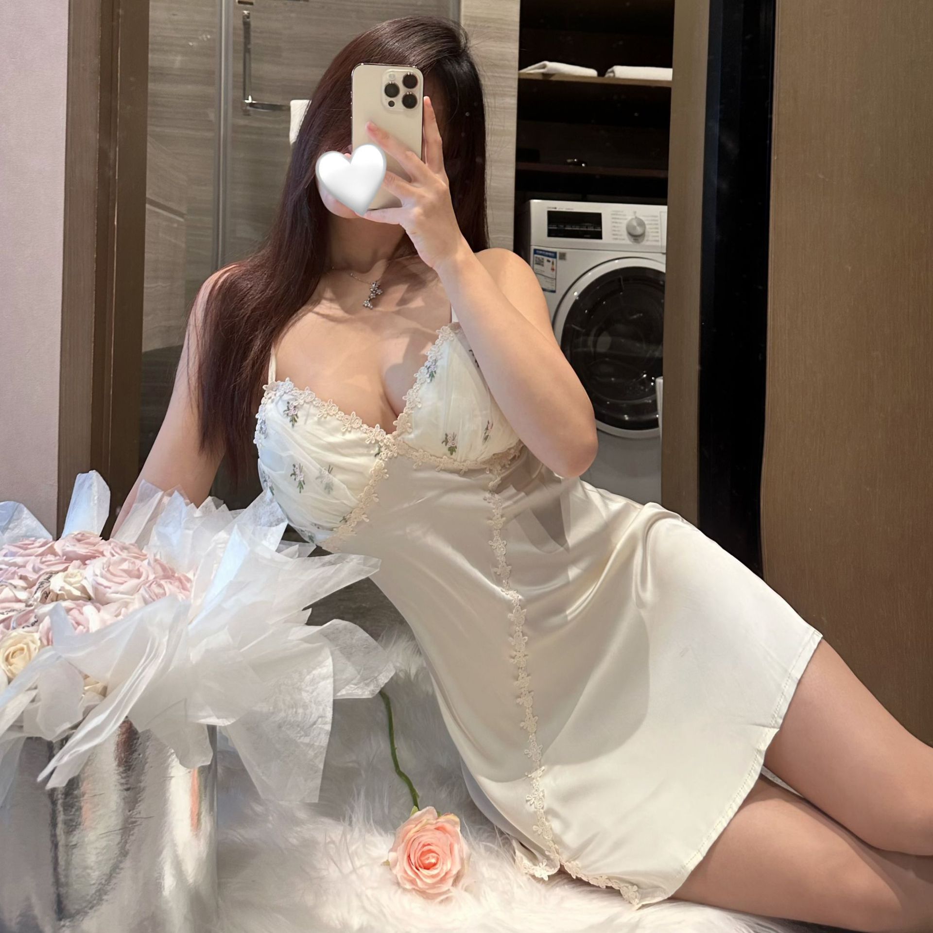G9110 High quality French fairy floral nightdress with bra pads temptation home clothes set one piece dropshipping