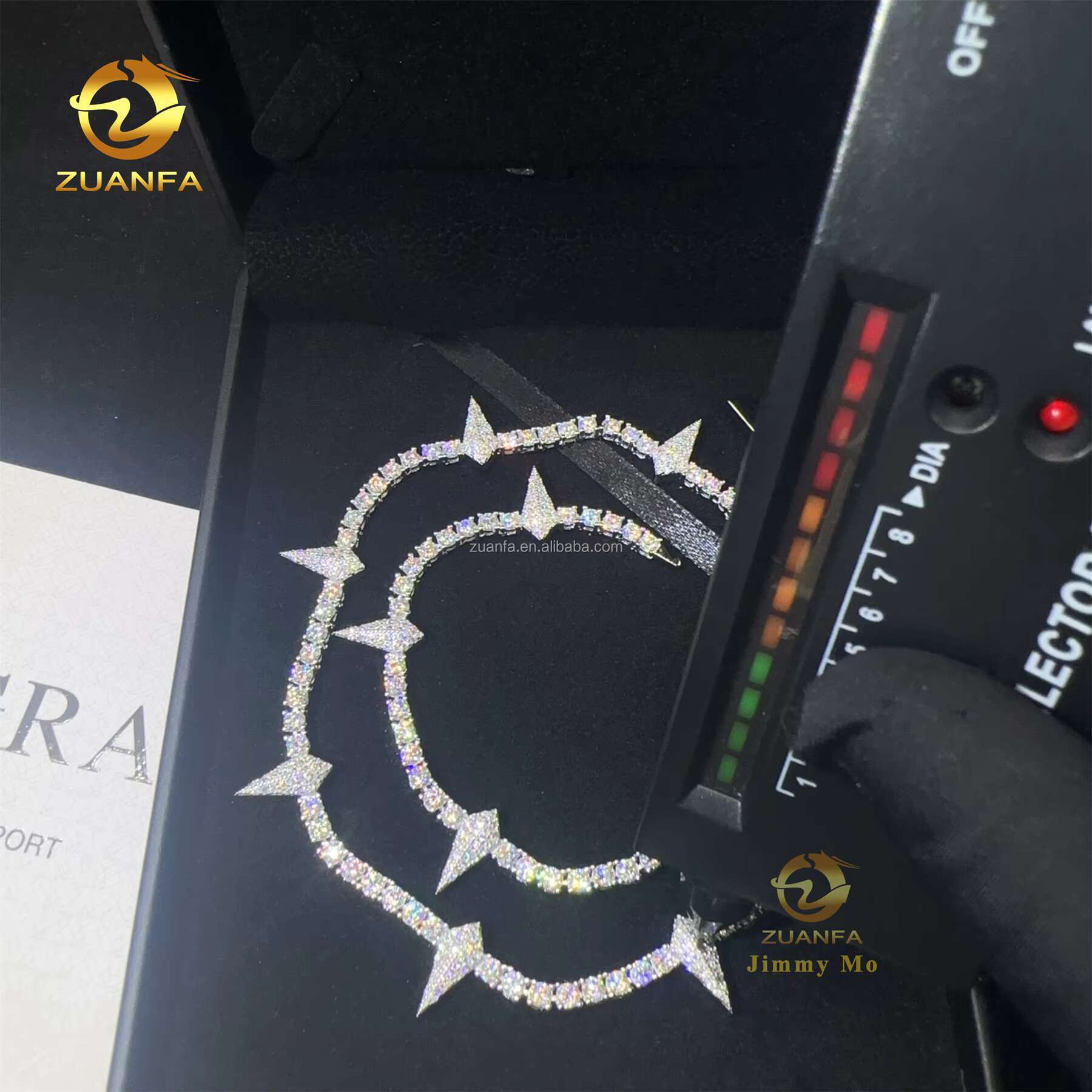 New Design 3mm 925 Silver Hip Hop Iced Out GRA Certificate Moissanite Diamond Cluster Thorn Shape Tennis Chain Man Gift