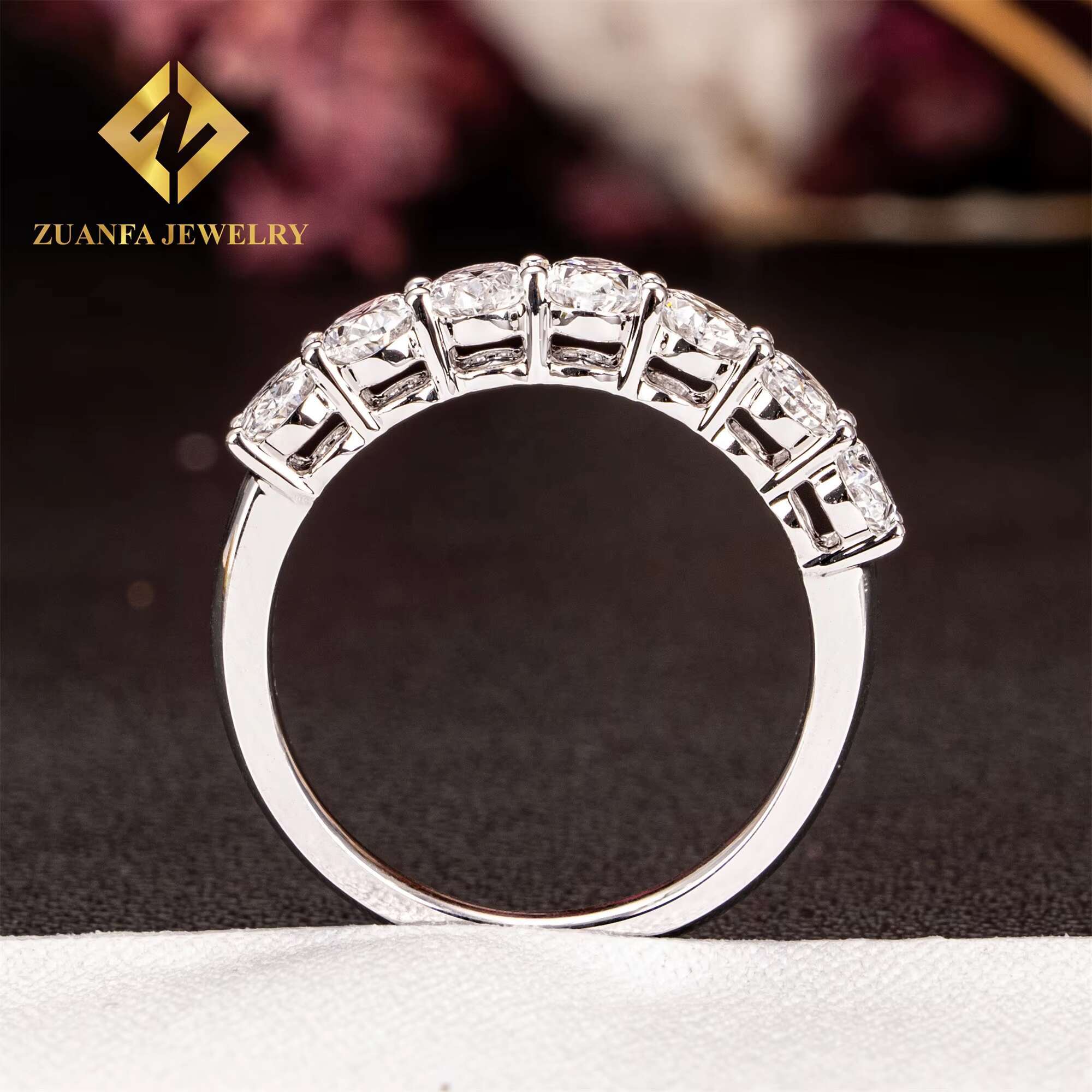 Fine Jewelry 18k Real Gold Luxury Bridal Wedding Oval 30 Points VVS-VS Clarity Lab Grown Diamond Engagement Eternity Band Ring