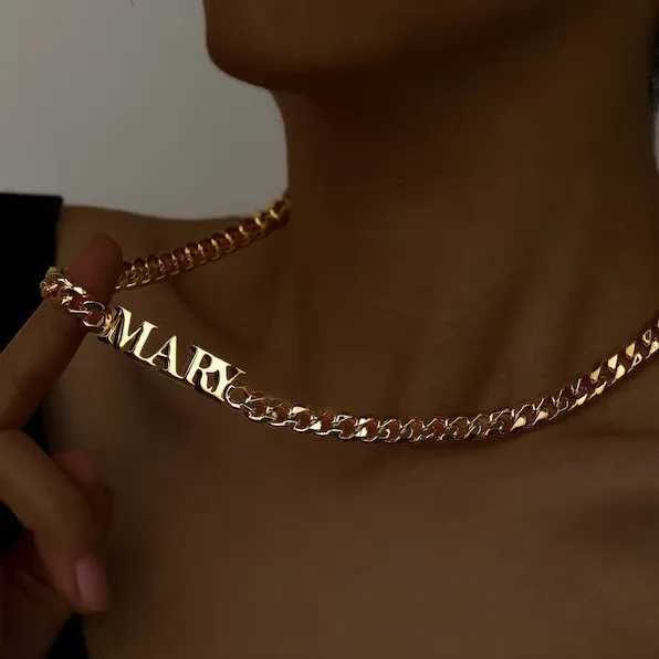 Customized stainless steel name necklace suitable for women men fashionable Cuban chains artistic letter pendants jewelry pendants direct shipping Y25