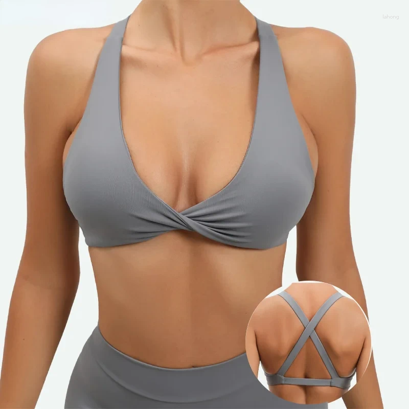 Yoga Outfit Mileegirl High Impact Women Sports Bras Sexy Cross Back Top Bra Twist Design Fitness Gym Padded Running Workout
