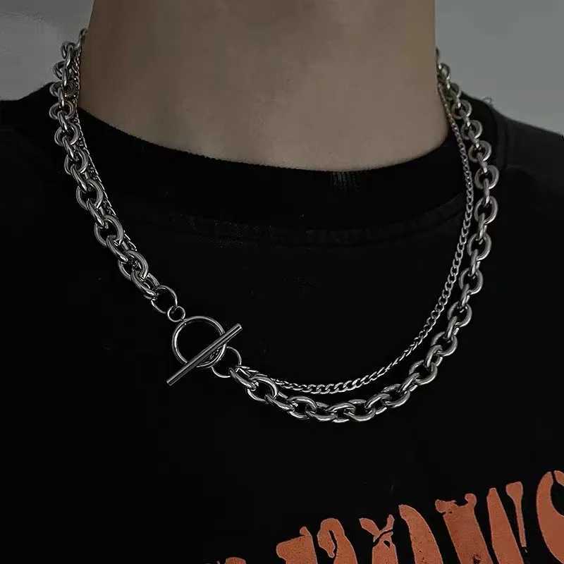 Simple Kpop metal chain necklace suitable for women hip-hop unisex couples silver rock clavick necklace tassel necklace jewelry Y250329