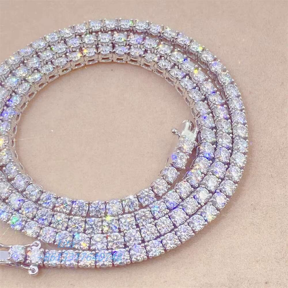 Luxury Jewelry Real Solid 10k Gold 3mm Tennis Chain Bracelet Necklace White Gold Moissanite Tennis Chain