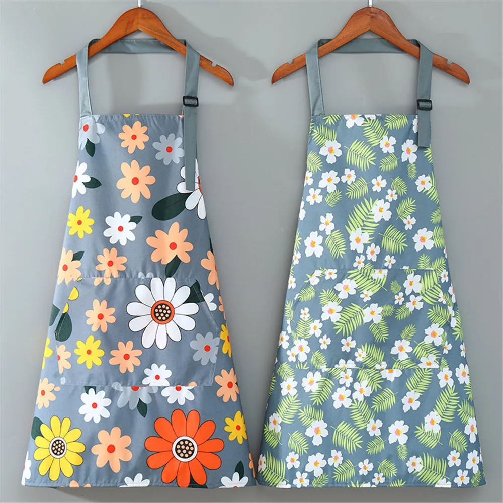 Cute Flower Kitchen Household Oil-Proof Cooking Apron For Women Children Men Kitchen Waterproof Adult Coffee Baking Accessories 250328