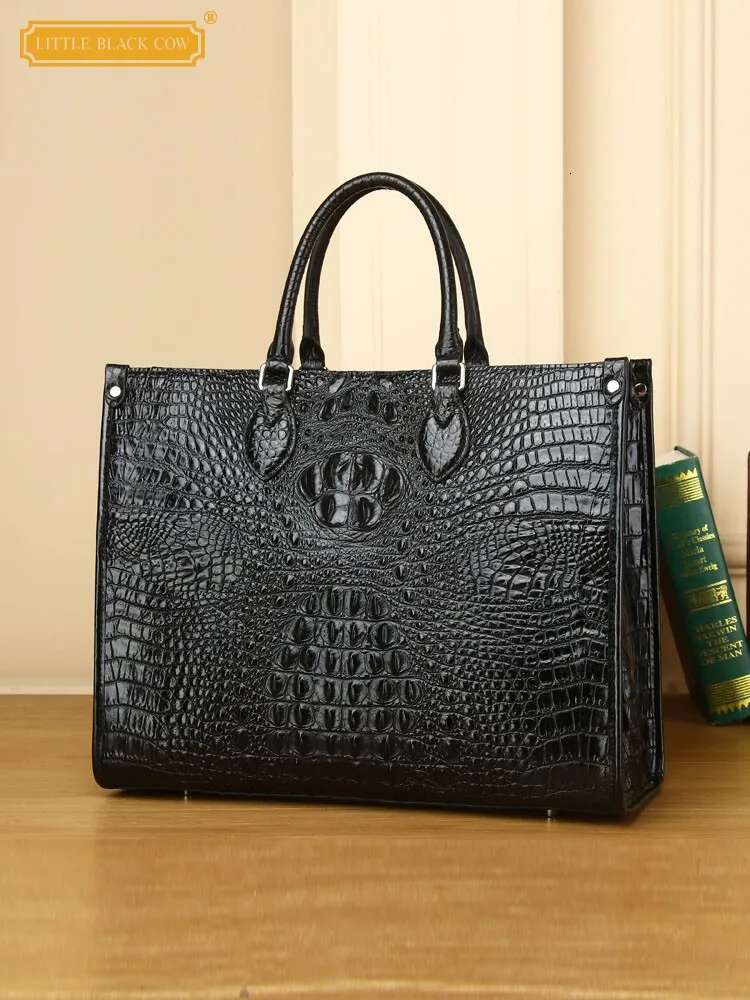 Large Capacity Casual Totes Women High Quality Crocodile Genuine Leather Handbag New Office Ladies Satchels Shoulder Bag