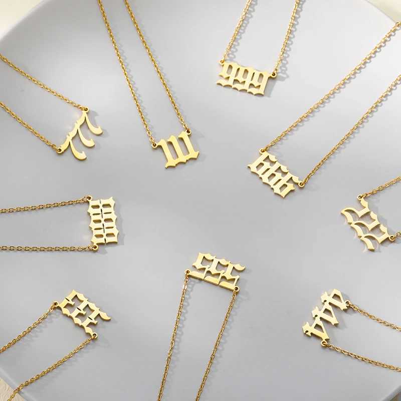 444 666 777 Angel Number Necklace Devil Angel 999 222 111 Womens Necklace Stainless Steel Minimalist Jewelry Y250329