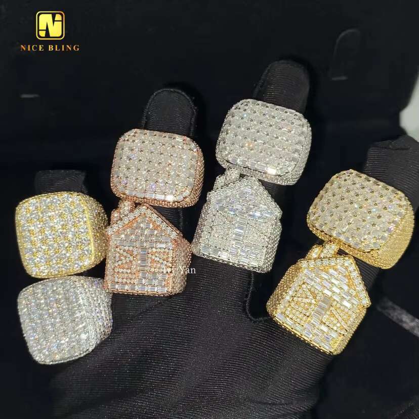 Hot Sale Multiple Choice Custom Iced Out Hip Hop Men Ring VVS Moissanite 925 Sterling Silver Rings Diamond Jewelry Ring for Men