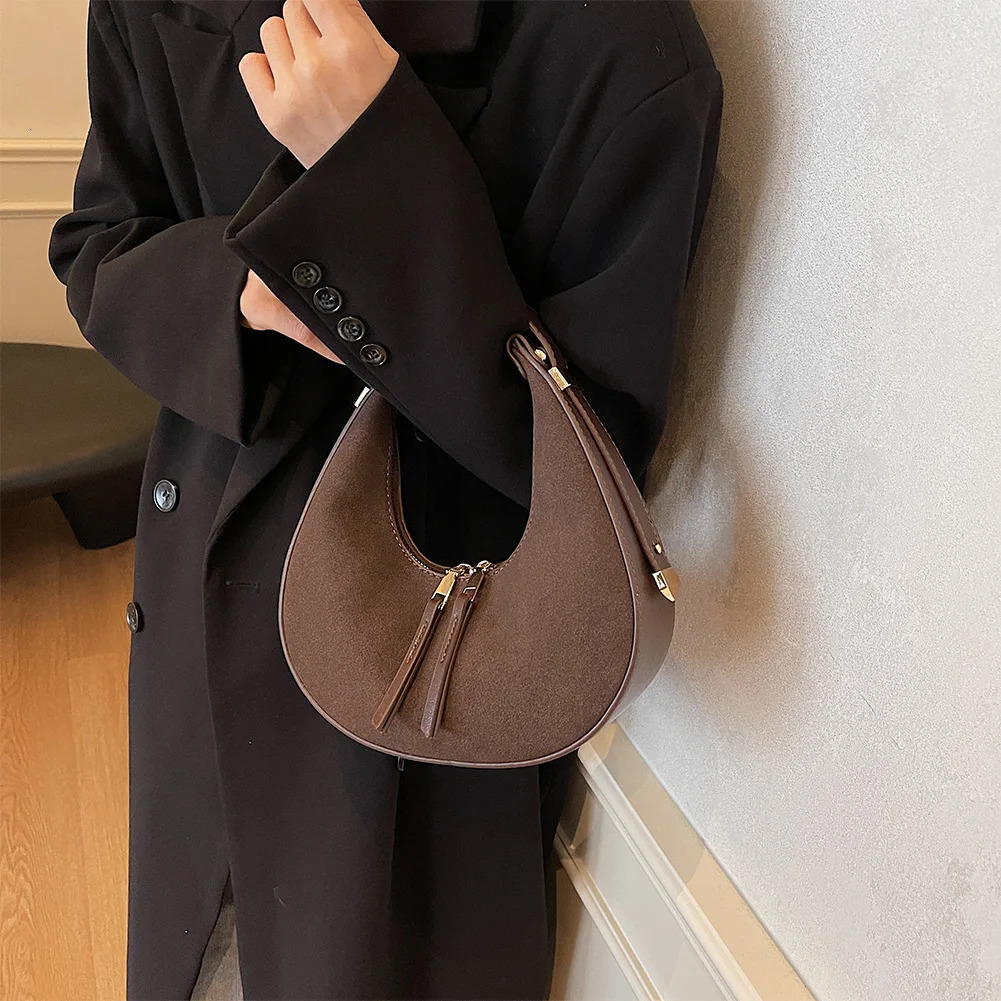 Suede Bag Women Faux Suede Shoulder Bag Small Purse for Women Clutch Hobo Tote Handbag With Double Zipper Closure Top Handle Bag 250328