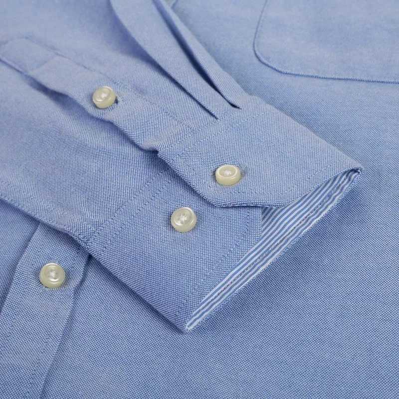 Mens long sleeved Oxford plain casual shirt mens designer clothing button down collar thick work shirt and shirt X250329