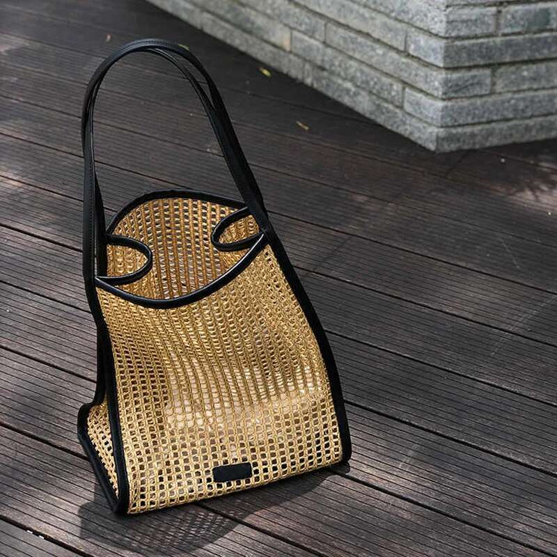 Weave Hollow Out Beach Bags For Women Designer Handbag Purses 2024 New In Casual Vacation Large Capacity Tote Shoulder