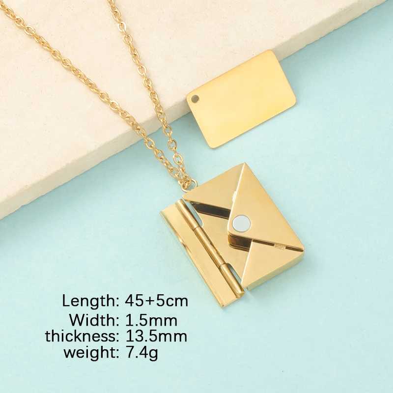 10 PCS/lot Detachable Envelope Pendant Necklaces Mirror Polish Stainless Steel Creative Love Letter DIY Necklace Y250329