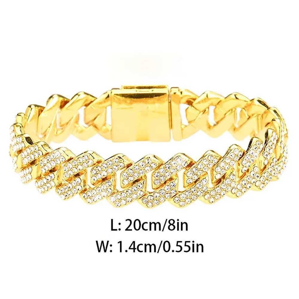 Hip Hop Shining 15MM Cuban Link Chain Necklace Womens Silver Water Diamond Ice Out Cuban Chain Punk Jewelry Necklace Gift Y250329