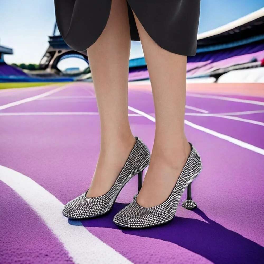 2025 New Women's Summer Rhie High Heels Round Toe Stiletto Sexy Dress Pumps Large Size Ladies Party Shoes