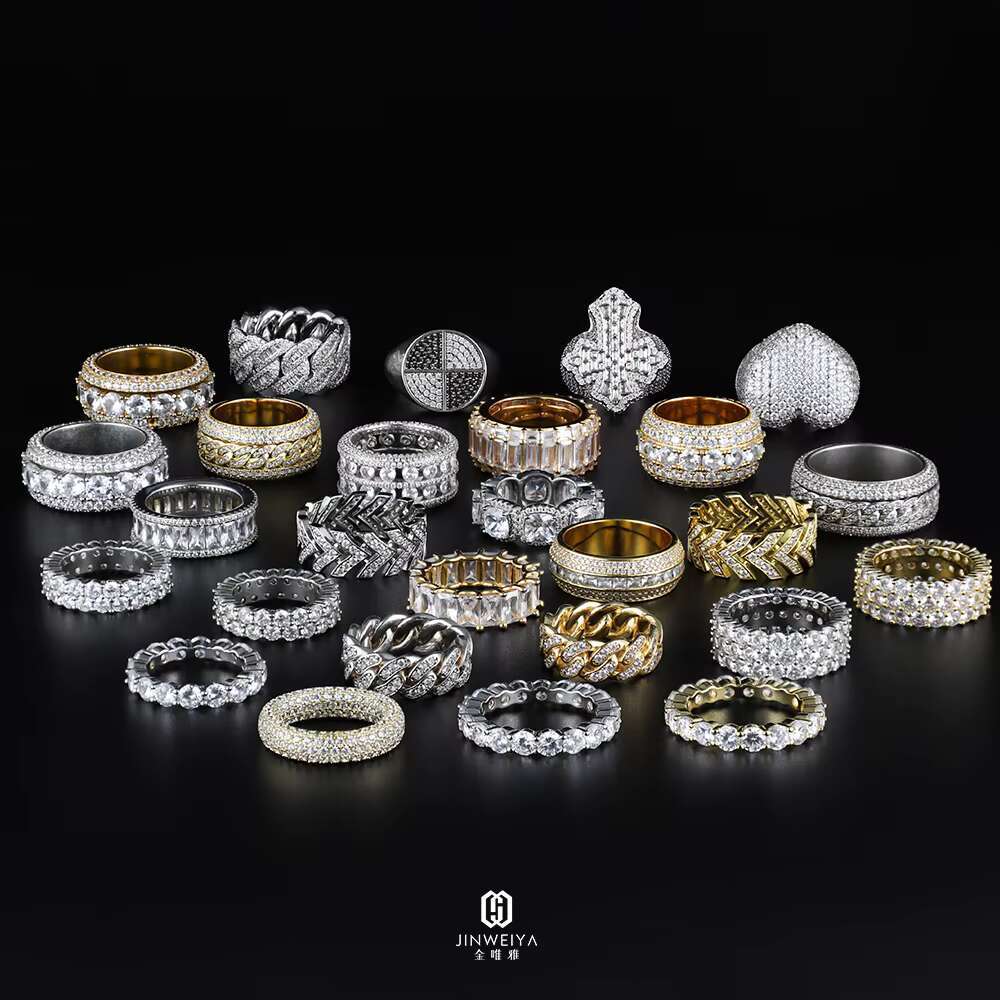 Custom Rings Baguette Luxury VVS Moissanite 18K Gold Plated Silver Iced Out Hip Hop Rings Men