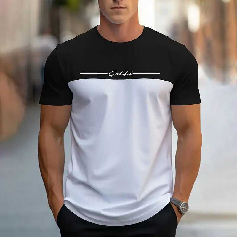 New Fashion Innovation Mathematical Formula Printing Mens Short Sleeves Summer Fresh Mens Sports Fitness T-shirt Loose Round Neck Top W250329