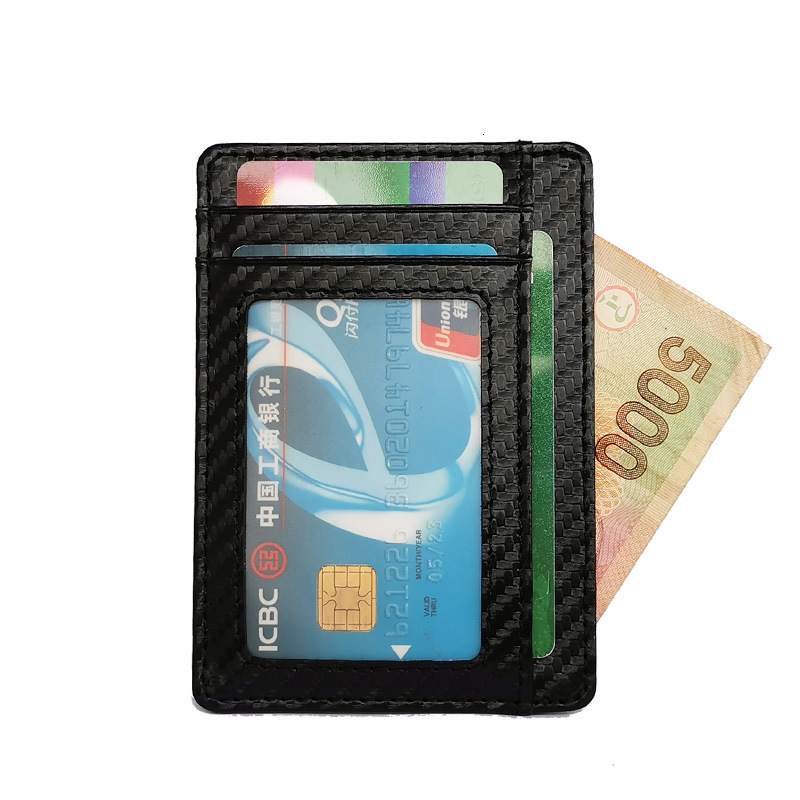 PT050,Designer New Light Carbon Fiber RFID Thin Multifunctional Men's Multi Slot Short Change Bag Card Set