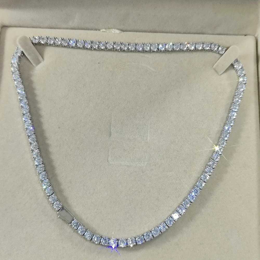 Hip hop tennis chain necklace suitable for men women ice point glitter CZ stone fashionable jewelry 3MM 4MM 5MM thin chain spring buckle Y250329