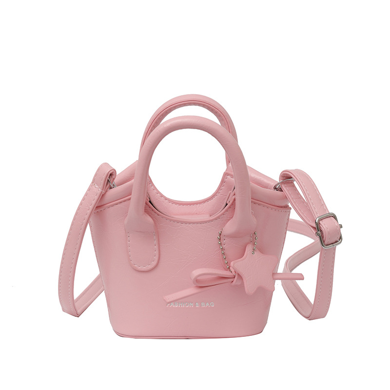 Cute bow mini hand bucket bag solid color all-match children's change satchel