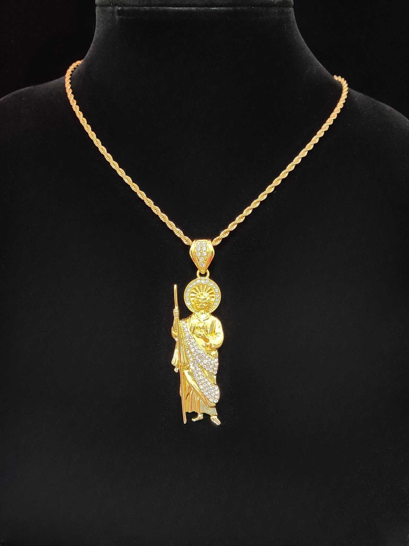 2024 New Hip Hop St. Jude Pendant Necklace Mens Womens Chain Ice Sparkling Necklace Hip Hop Jewelry Fashion Gift Y250329