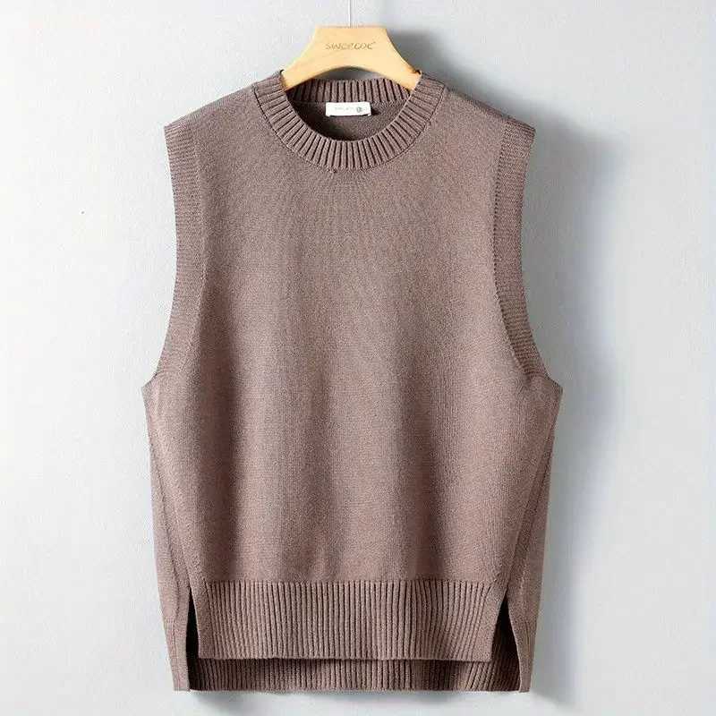 Casual waist shirt loose knit mens vest Korean popular clothing Y2k sleeveless fashion sweater mens new top X250329