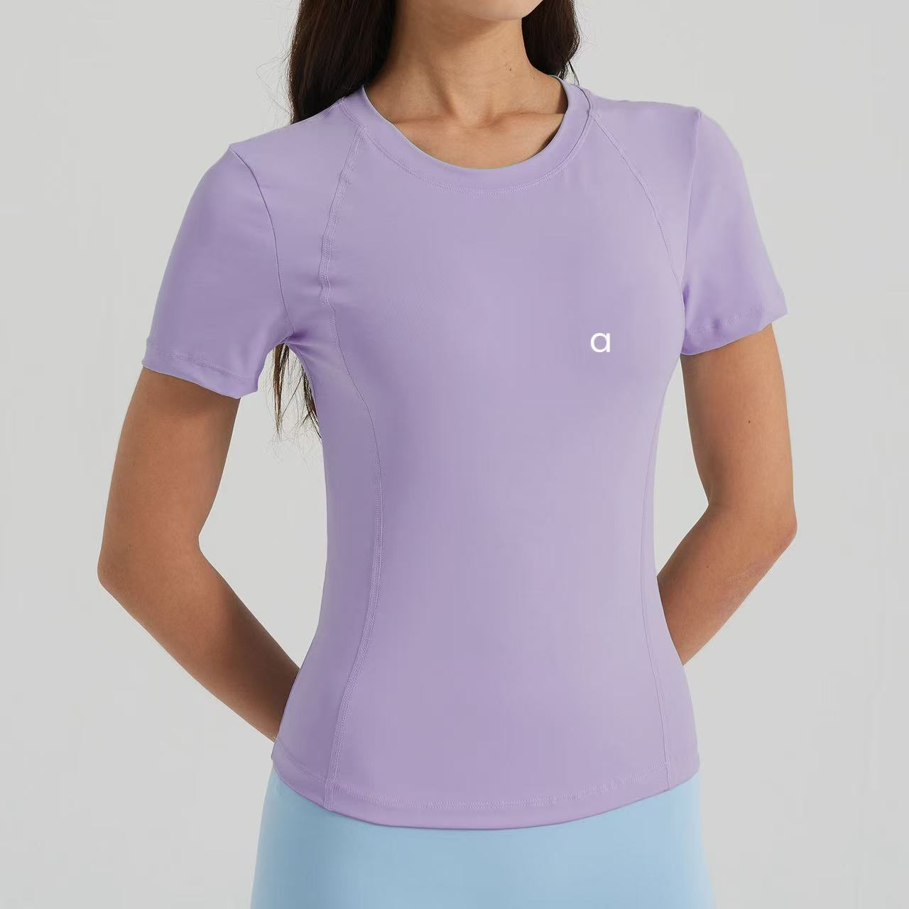 Women Yoga T shirt Cew Neck Fintness Short Sleeve Skinfriendly Workout Breathble Blackless Quick Dry Top Female BFT024