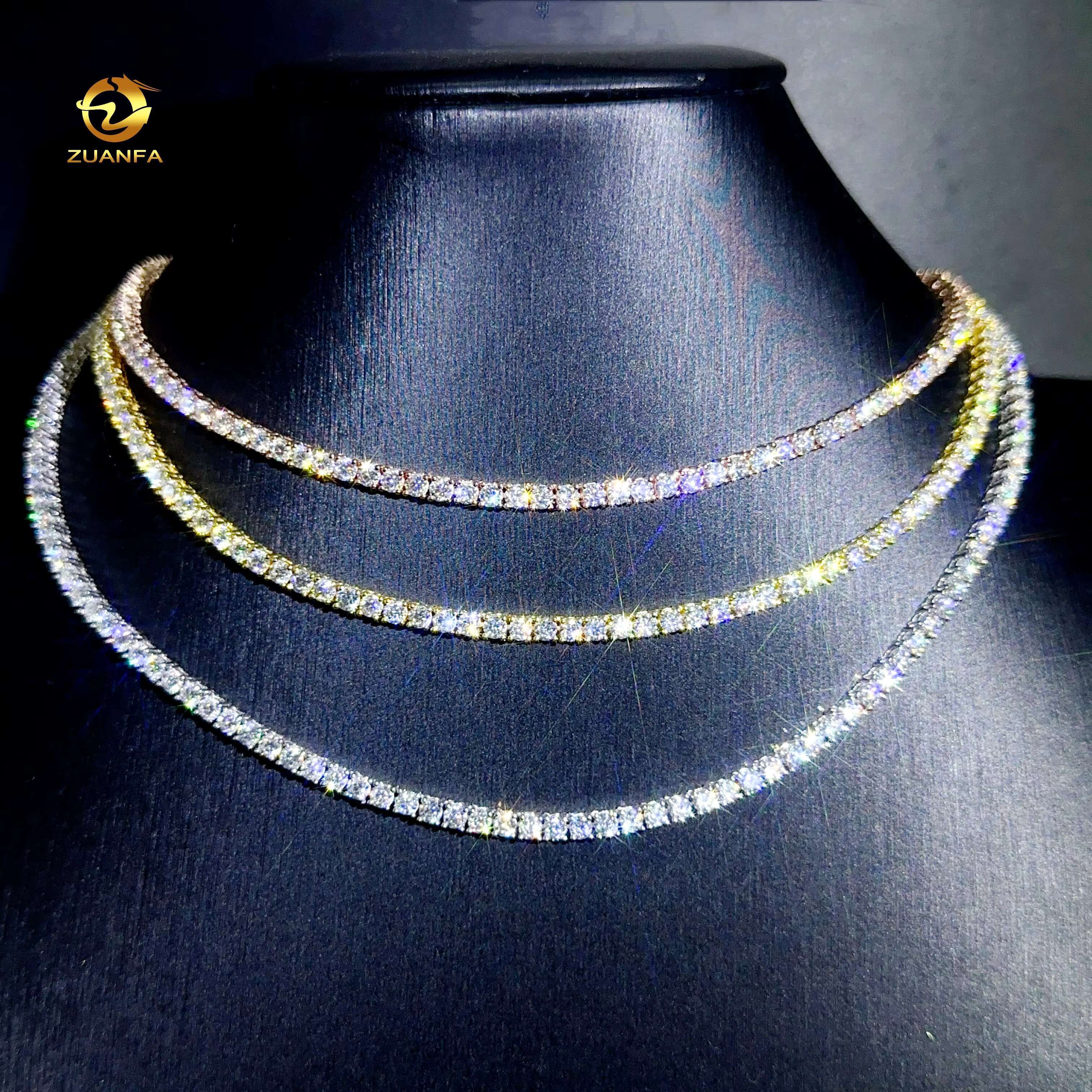 Jewelry Tennis Chain 925 Silver Lab Diamond 3mm Moissnite Tennis Necklace Bracelets Men Women Pendant Chain