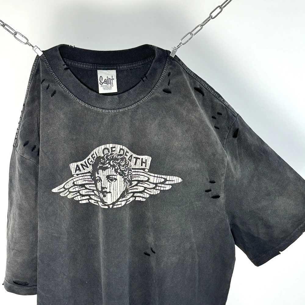 Yao Fashion SAINT OF MICHAEL Casual Graphics Print Streetwear Oversize HighStreet Vintage Tee Tops Y2k Retro T Shirt For Men X250329