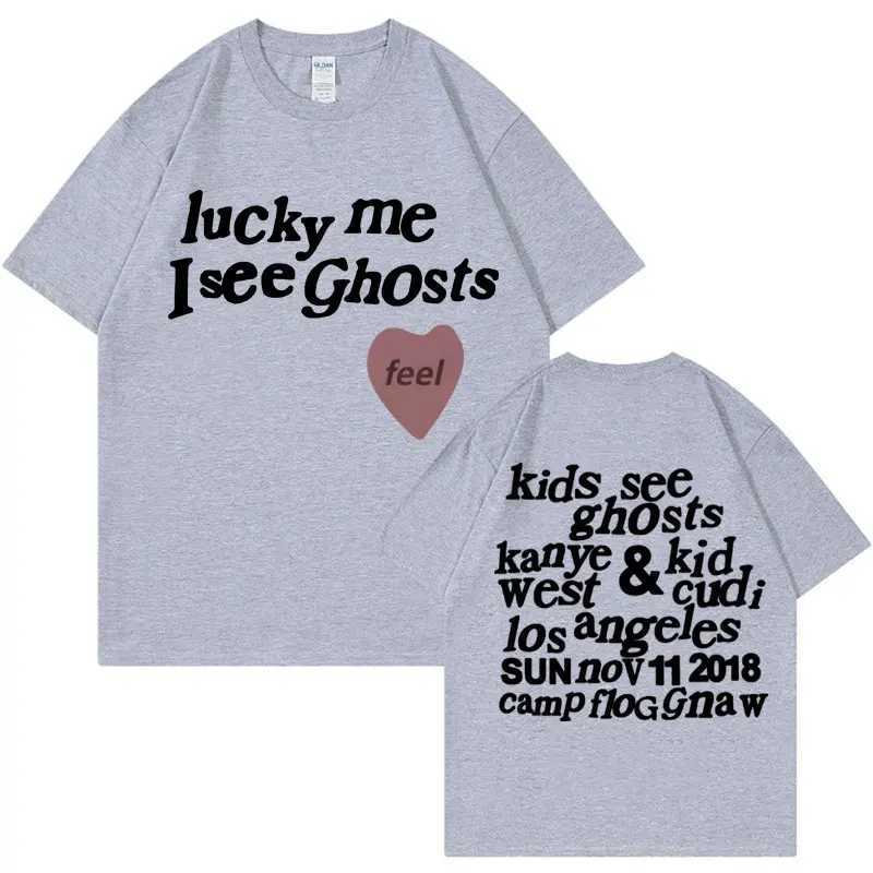 Kids See Ghosts T Shirt 2025 Letters Print T Shirts Men Women Fashion Casual Cotton T-shirt Tops X250329
