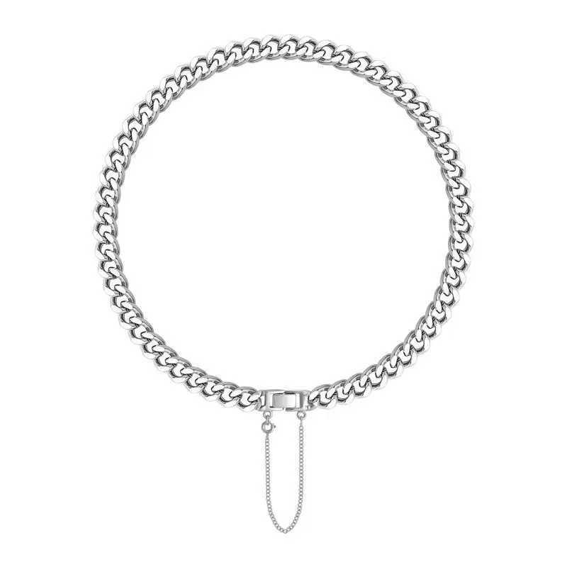 Simple Kpop metal chain necklace suitable for women hip-hop unisex couples silver rock clavick necklace tassel necklace jewelry Y250329