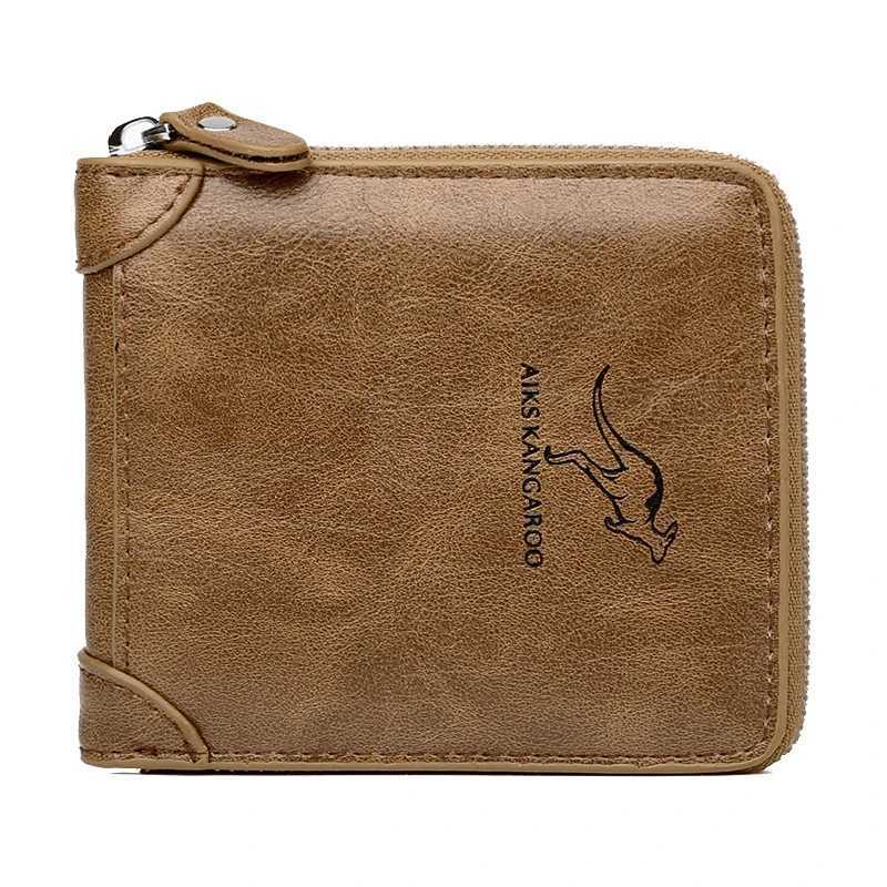 Leather mens wallet luxury mens wallet mens zipper card holder with coin pocket Rfid wallet mens wallet giftXJ250329