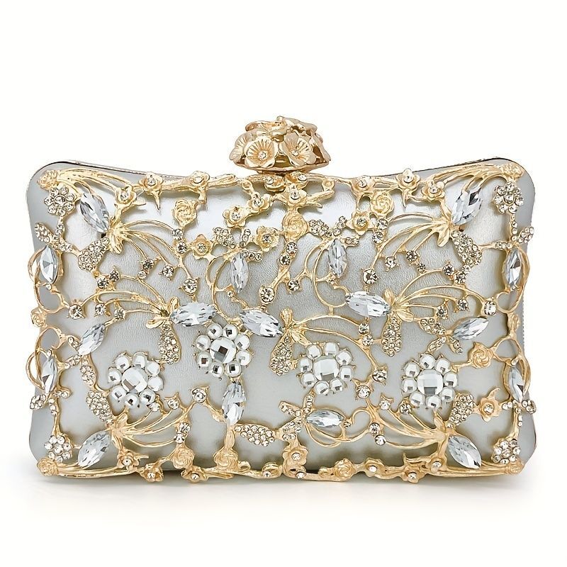 Hollow Rhie Evening Bag, Elegant Box Clutch Purse, Women's Handbags For Party Prom Wedding
