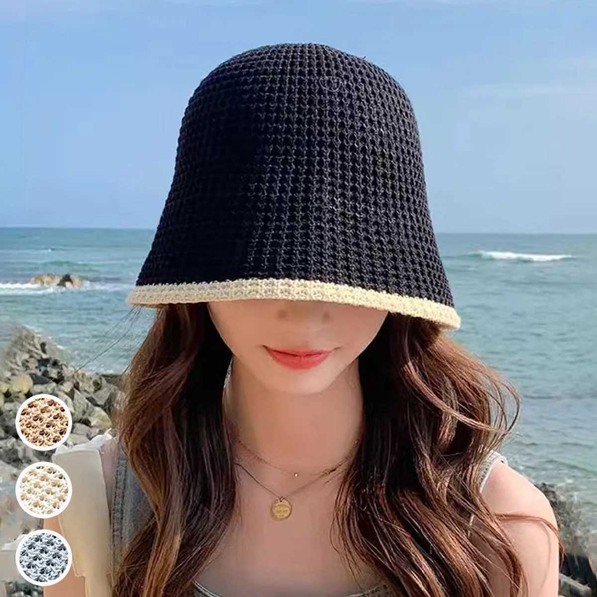 Summer Thin Breathable Fisherman Hat Trendy Sunshade Basin Hat Internet Celebrity Versatile Fashion Short Brim Woven Bucket Hat X250329