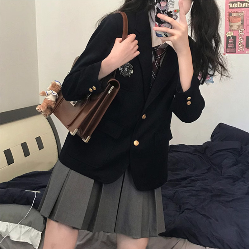 X328College Chic Female Blazer - Elegant Korean Style JK Schoolwear