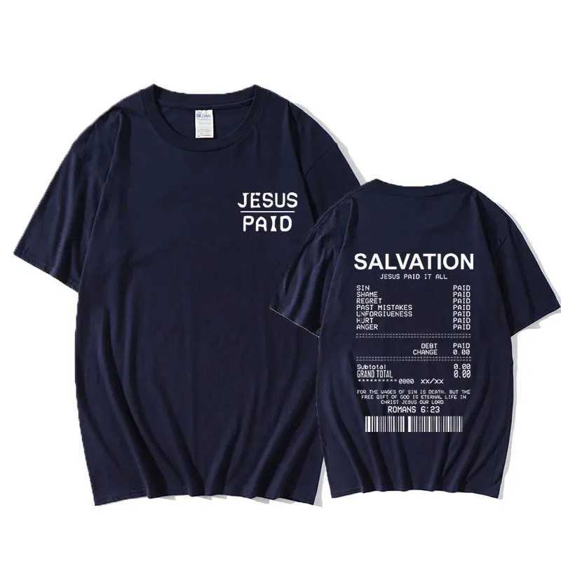 Christian Salvation Jesus Paid It All Graphic Tshirt Men Womens Fashion Oversized Short Sleeve Unisex Hip Hop Vintage T-shirt X250329