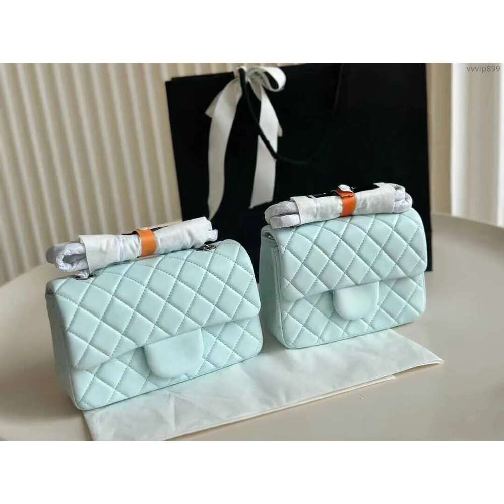 Mirror Quality Classic Mini Flap Square Quilted Lambskin Bags Designer Cross shaped Diamond Chain Bag Gold and Silver Hardware Shoulder Bag Handbag Wallet 17/20cm