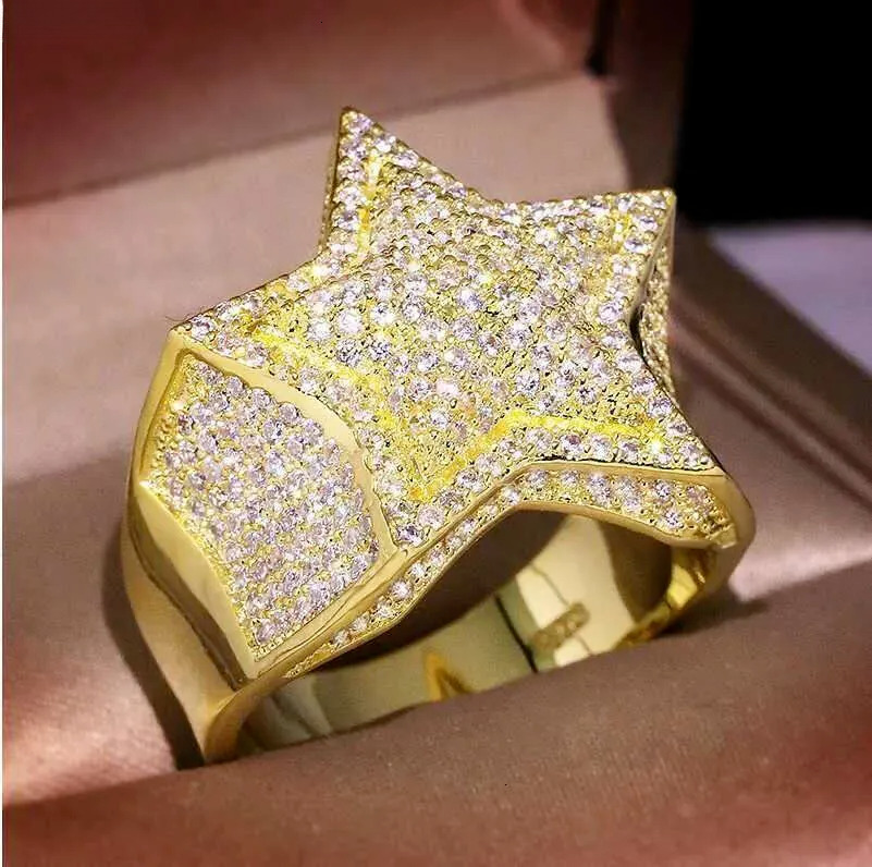 Hip hop ring 925 silver Hip Hop Iced Out Sier Pass Dia Tester 5 Rows VVS Moissanite GRA Rapper Dazzg Sparkly Eternity Band Ring For Men