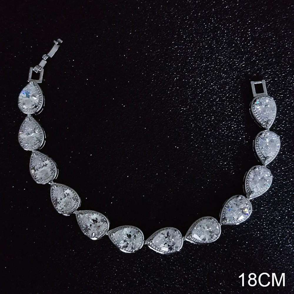 18CM Angel Tears Pear silver color on hand Bracelet Bangle For Women Anniversary Gift Jewelry Bulk Sell S5448 250321